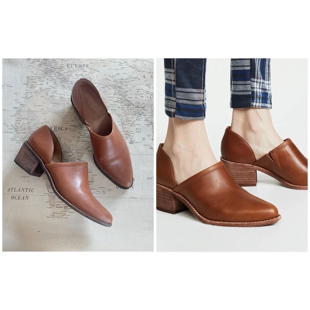 Madewell Brady Low Cut Leather Bootie Size 10 English Saddle - Picture 1 of 14